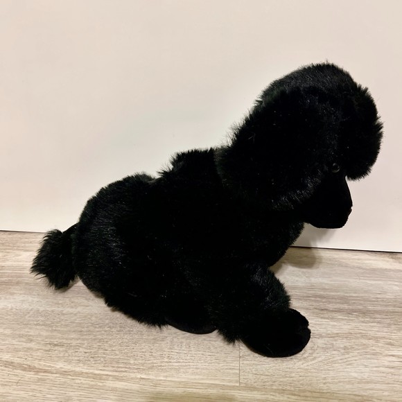 Vintage Black Poodle Stuffed Valentine Puppy Dog Animal Plush with Bow - Picture 4 of 6